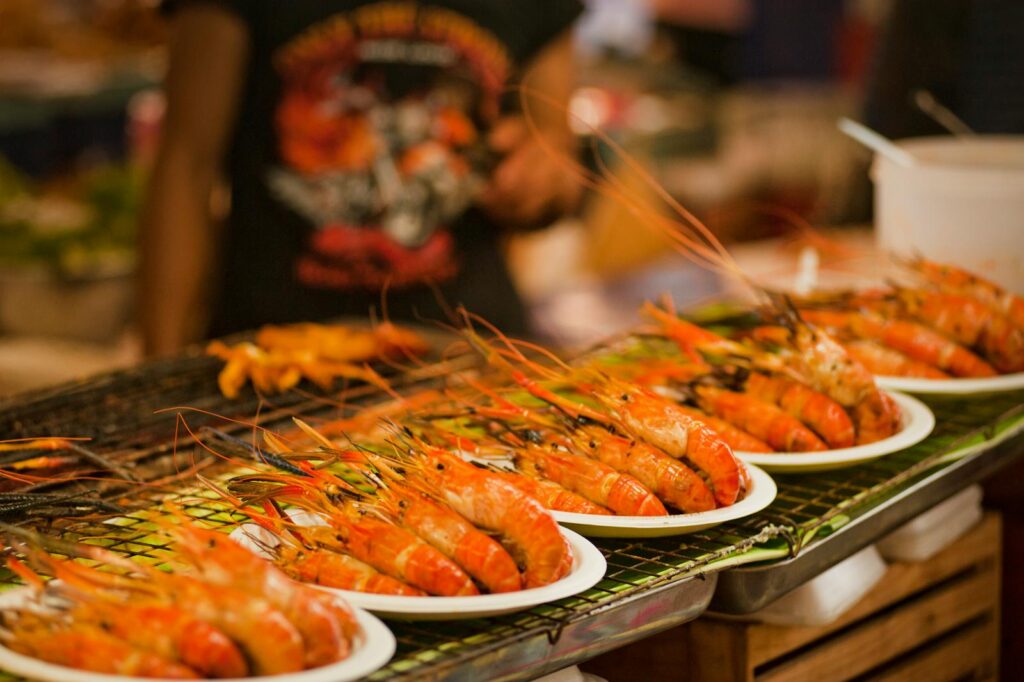 Pile of Shrimps on Plates